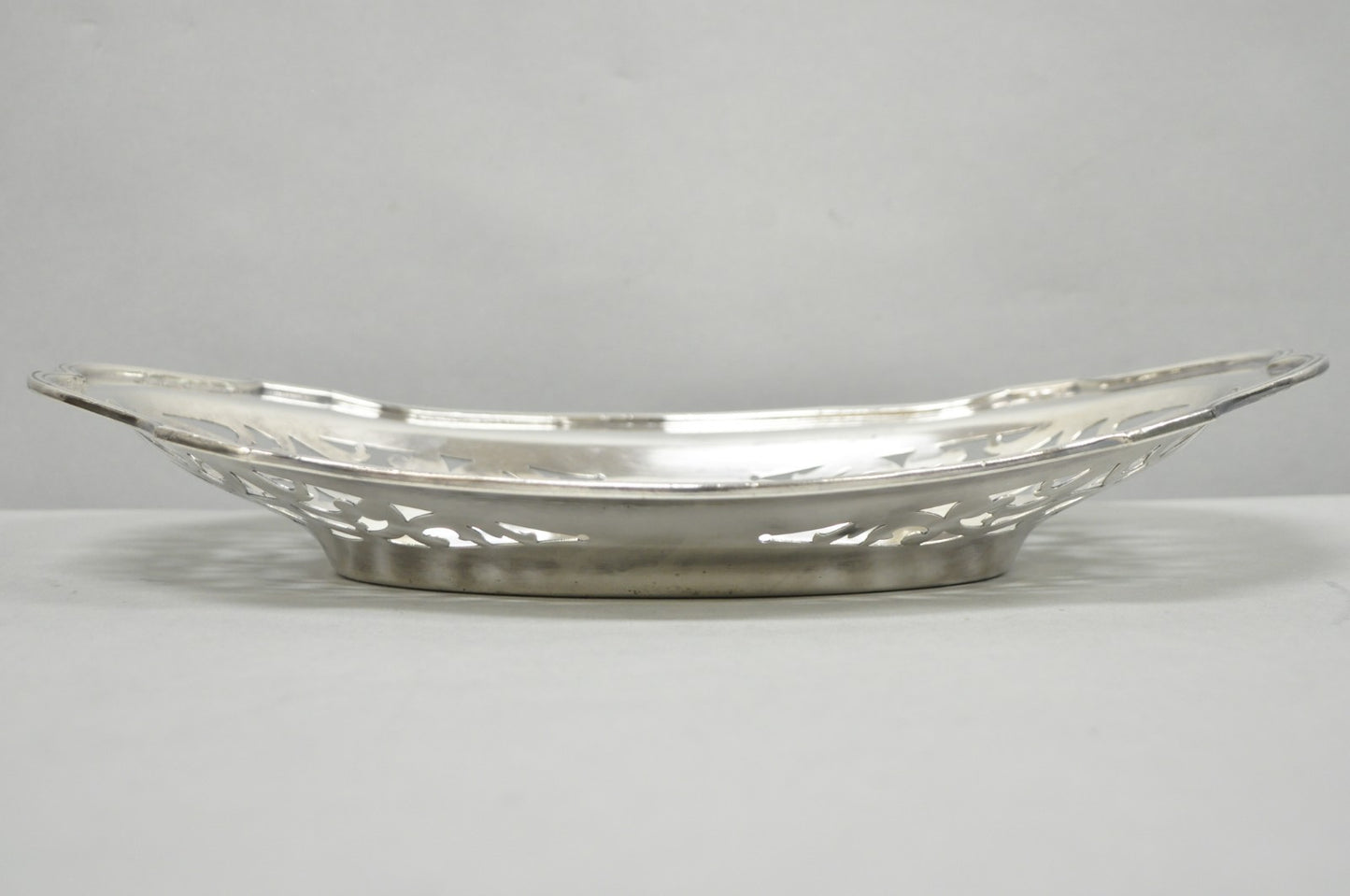 Antique Victorian Silver Plated Oval Reticulated Trinket Dish Tray by L.B.S. Co