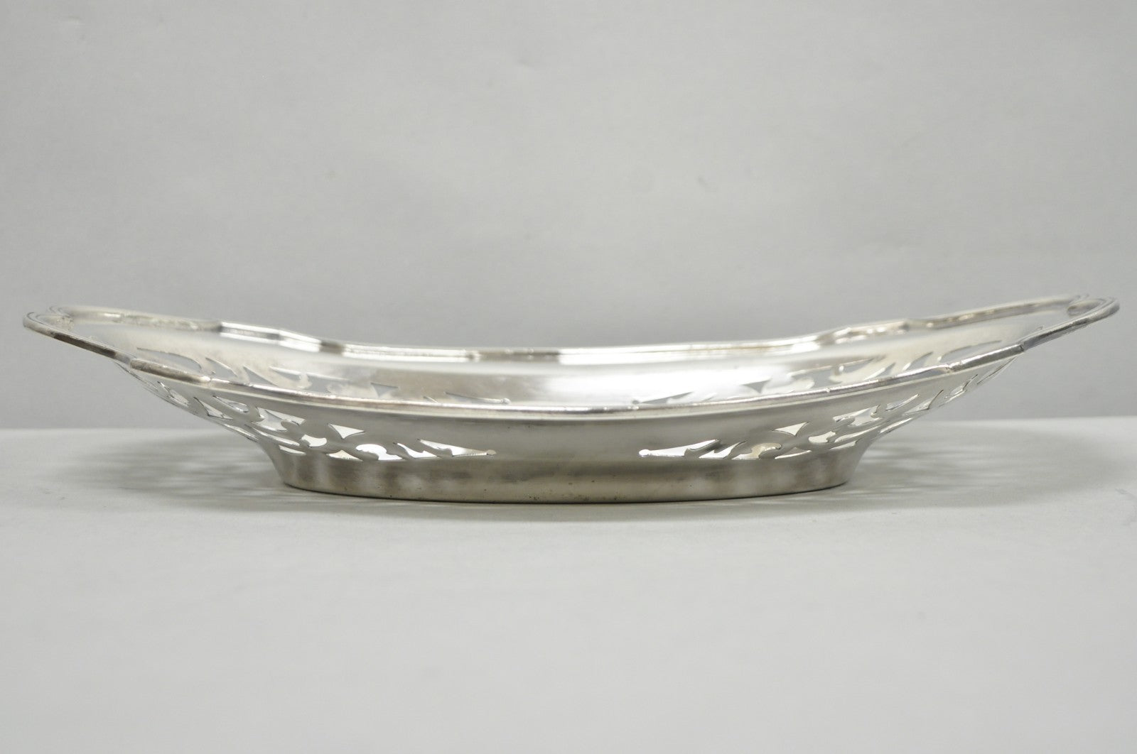 Antique Victorian Silver Plated Oval Reticulated Trinket Dish Tray by L.B.S. Co