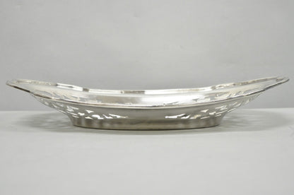 Antique Victorian Silver Plated Oval Reticulated Trinket Dish Tray by L.B.S. Co
