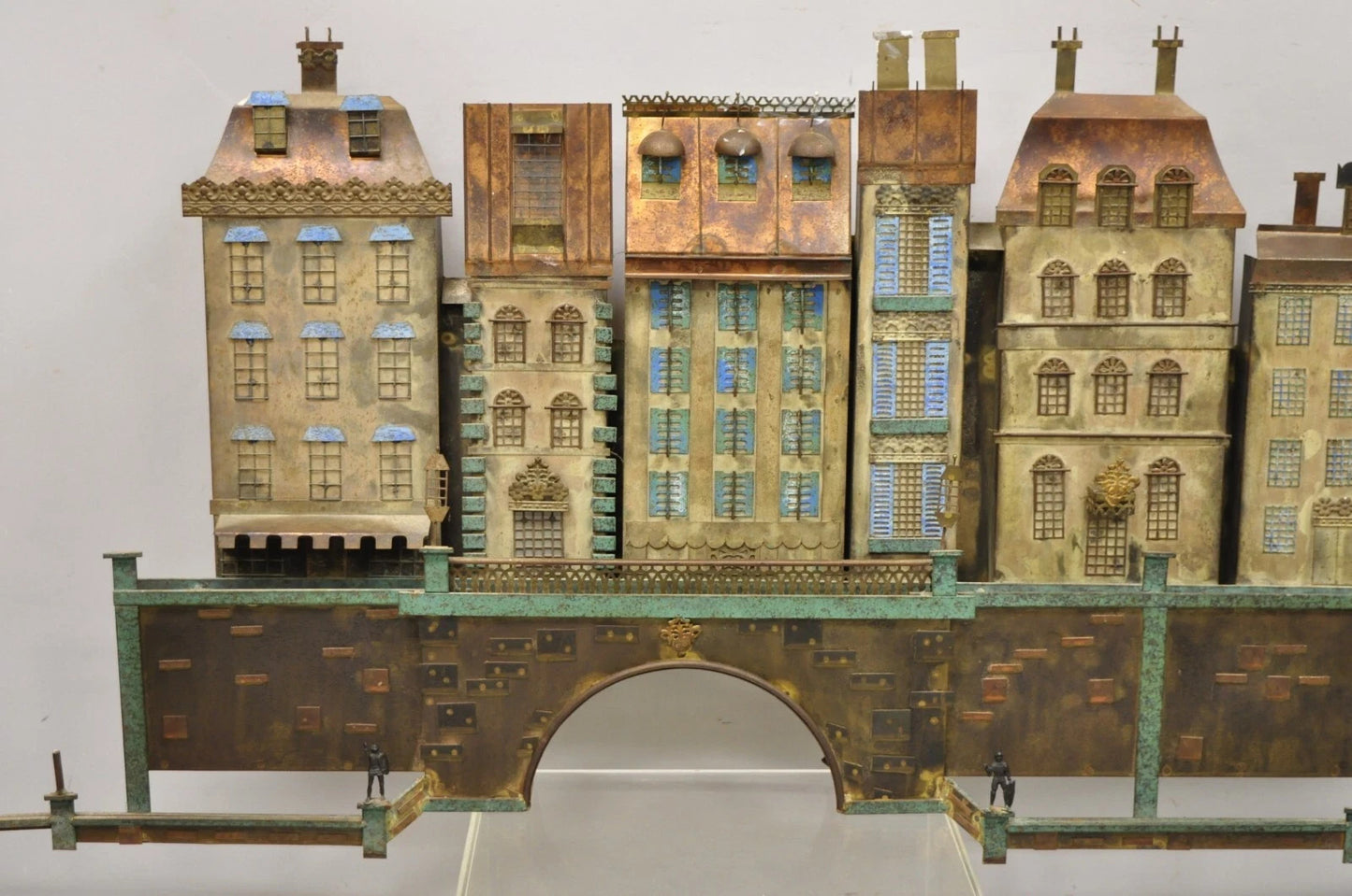 Curtis Jere Mid Century Modern Large Mixed Metal Copenhagen City Wall Sculpture