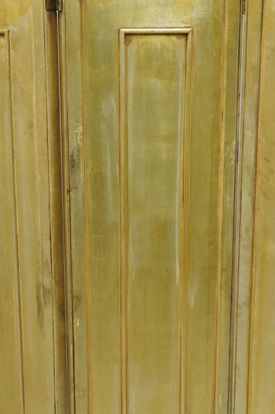 Antique Chinoiserie Oriental Eglomise Antiqued Mirror Glass 3 Panel Room Screen
