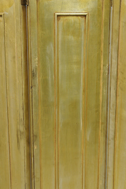 Antique Chinoiserie Oriental Eglomise Antiqued Mirror Glass 3 Panel Room Screen