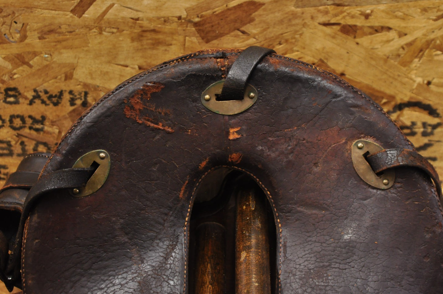 Antique McClellan Brown Leather 12 inch WWI Calvary Horse Saddle, Circa 1900
