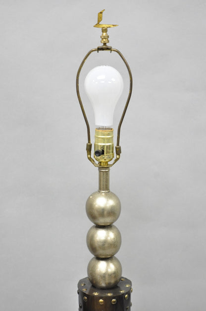 Vintage Leeazanne Postmodern Art Deco Style Metal Tapered Skyscraper Floor Lamp