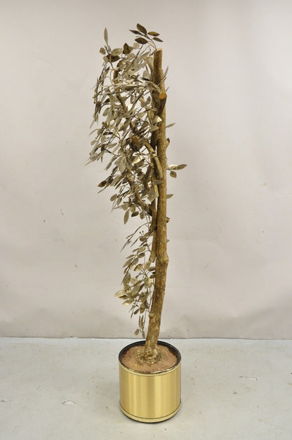 Vintage Mid Century Modern Curtis Jere Style Brutalist Brass Tree Sculpture