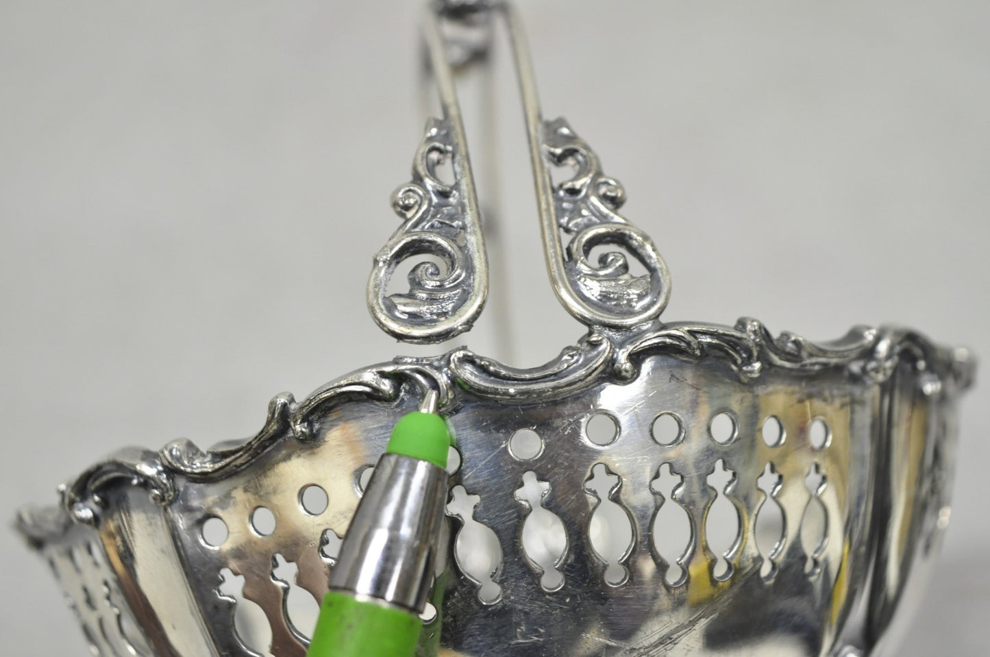 Antique Wallace Bros Victorian Silver Plated Reticulated Small Basket Nut Dish
