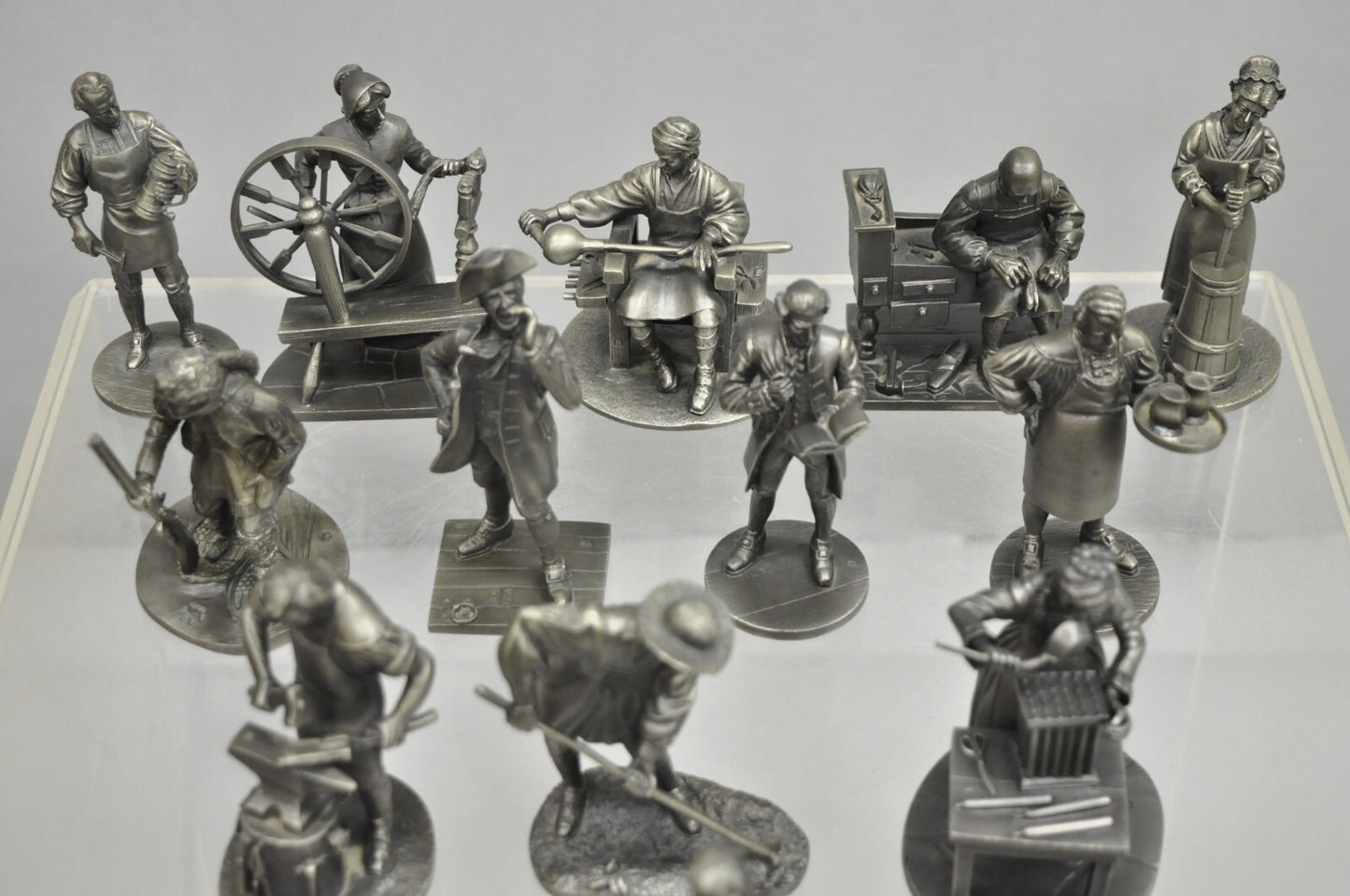 Vintage Franklin Mint 1974 Pewter People of Colonial America Full Figurine Set
