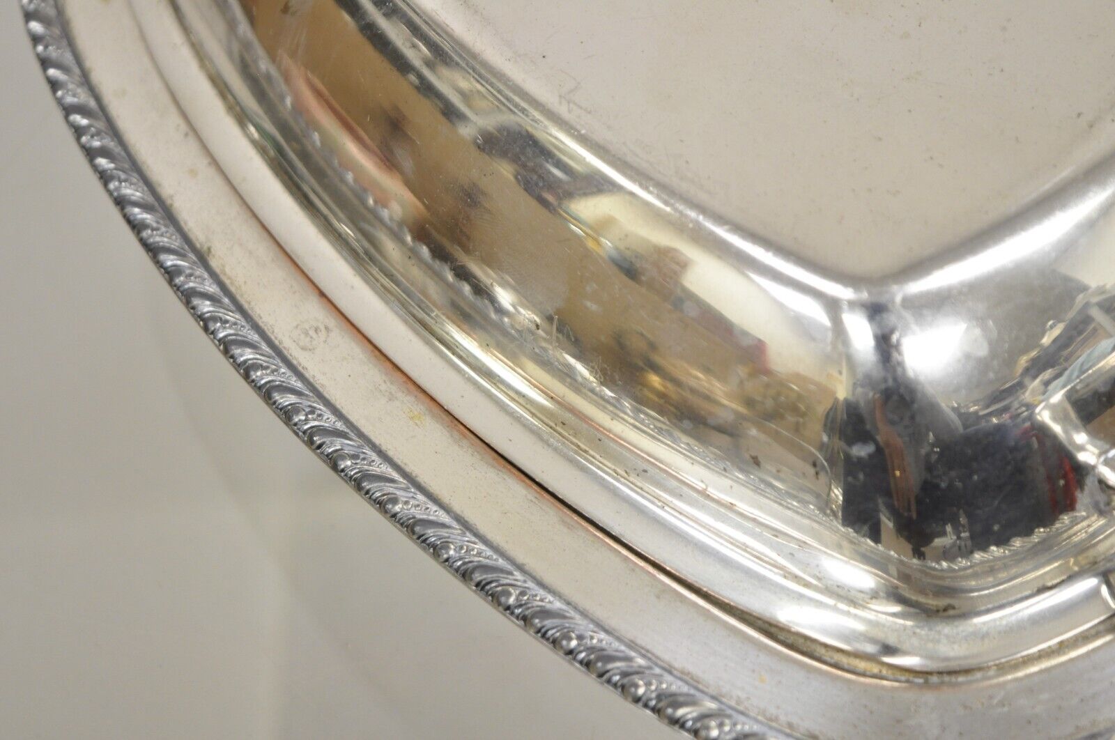 Vintage World Silver on Copper Lidded Vegetable Serving Platter with Handles