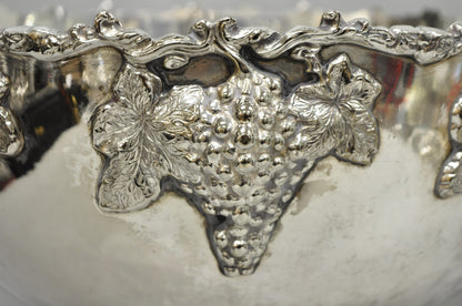 Vintage Grapevine Cluster Silver Plated Footed Punch Bowl Champagne Ice Bucket