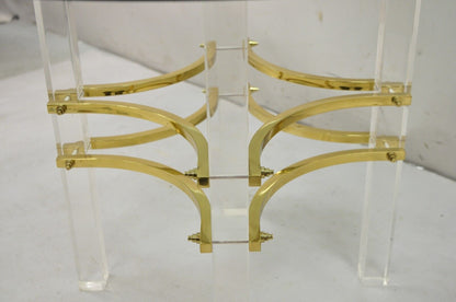 Mid Century Modern Charles Hollis Jones Style Lucite Brass Round Side Table