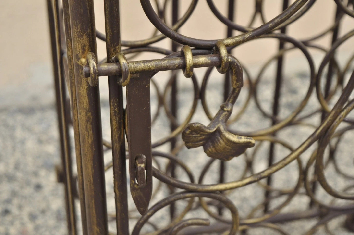 Mediterranean Style Wrought Iron 37 Wine Bottle Slot Holder Stand with Door