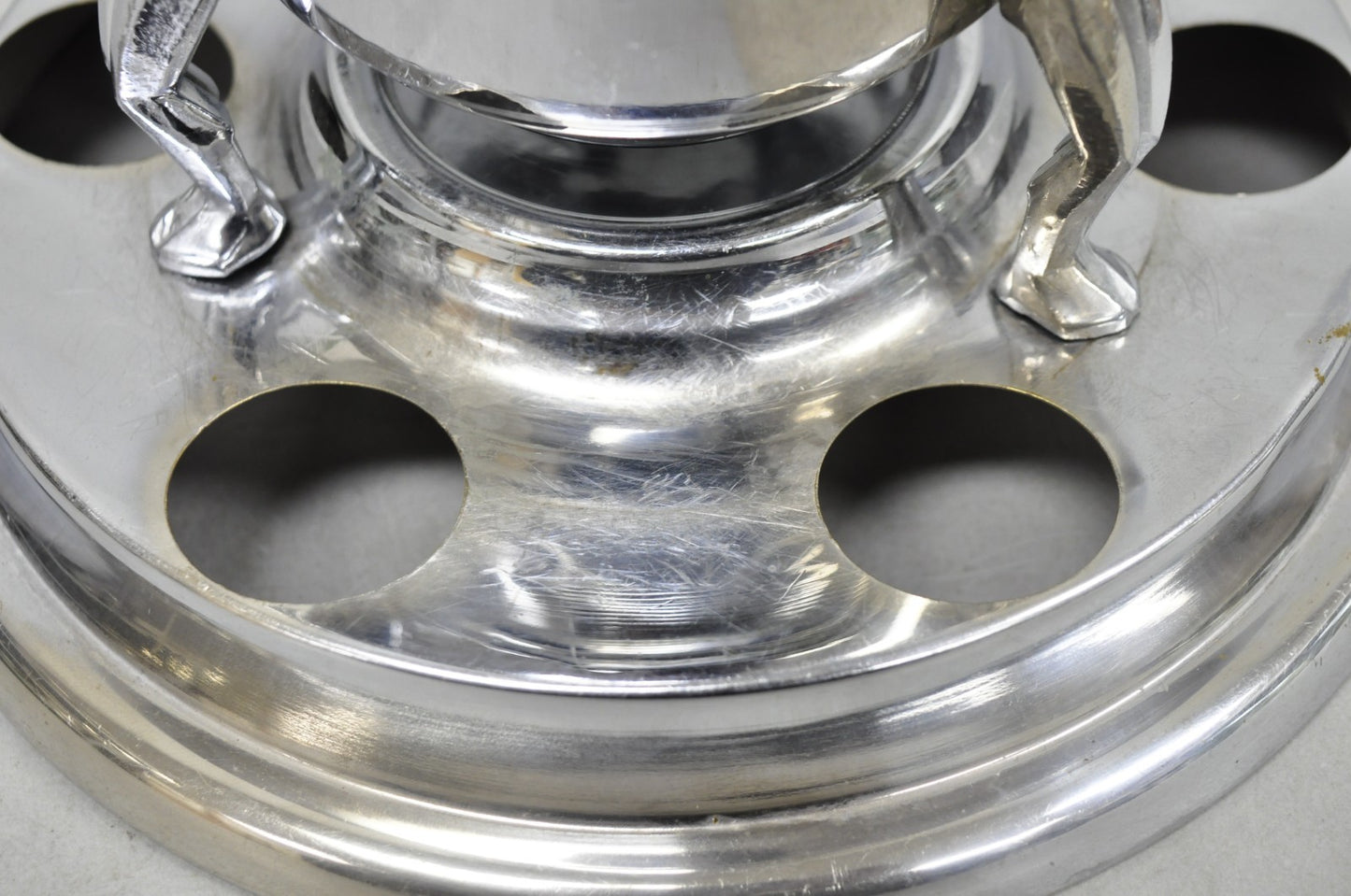 Vintage Art Deco Figural Chrome Metal Barware Samovar Decanter w/ Shot Glasses