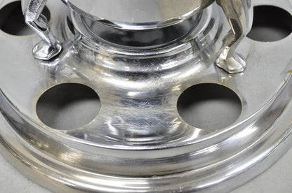 Vintage Art Deco Figural Chrome Metal Barware Samovar Decanter w/ Shot Glasses