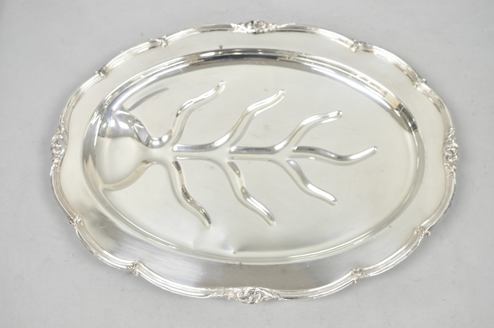 Vintage Amston Victorian Silver Plated Meat Cutlery Oval Serving Platter Tray