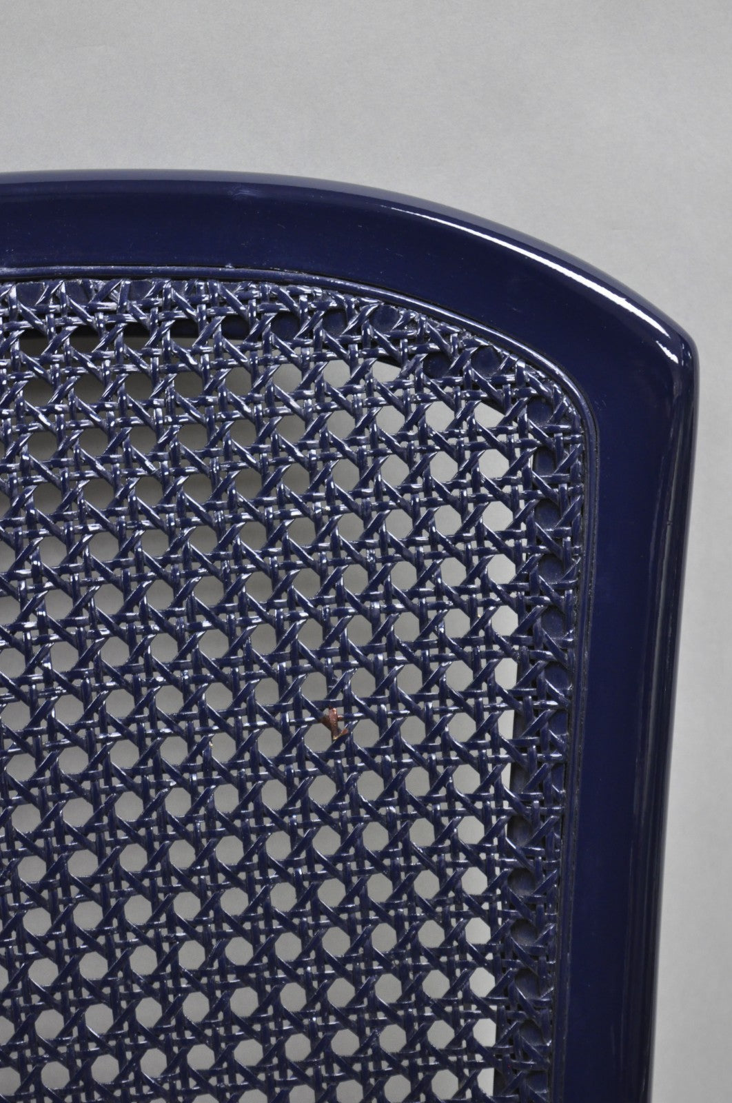 Vintage Italian Hollywood Regency Navy Blue Lacquer Cane Dining Chair - Set of 4