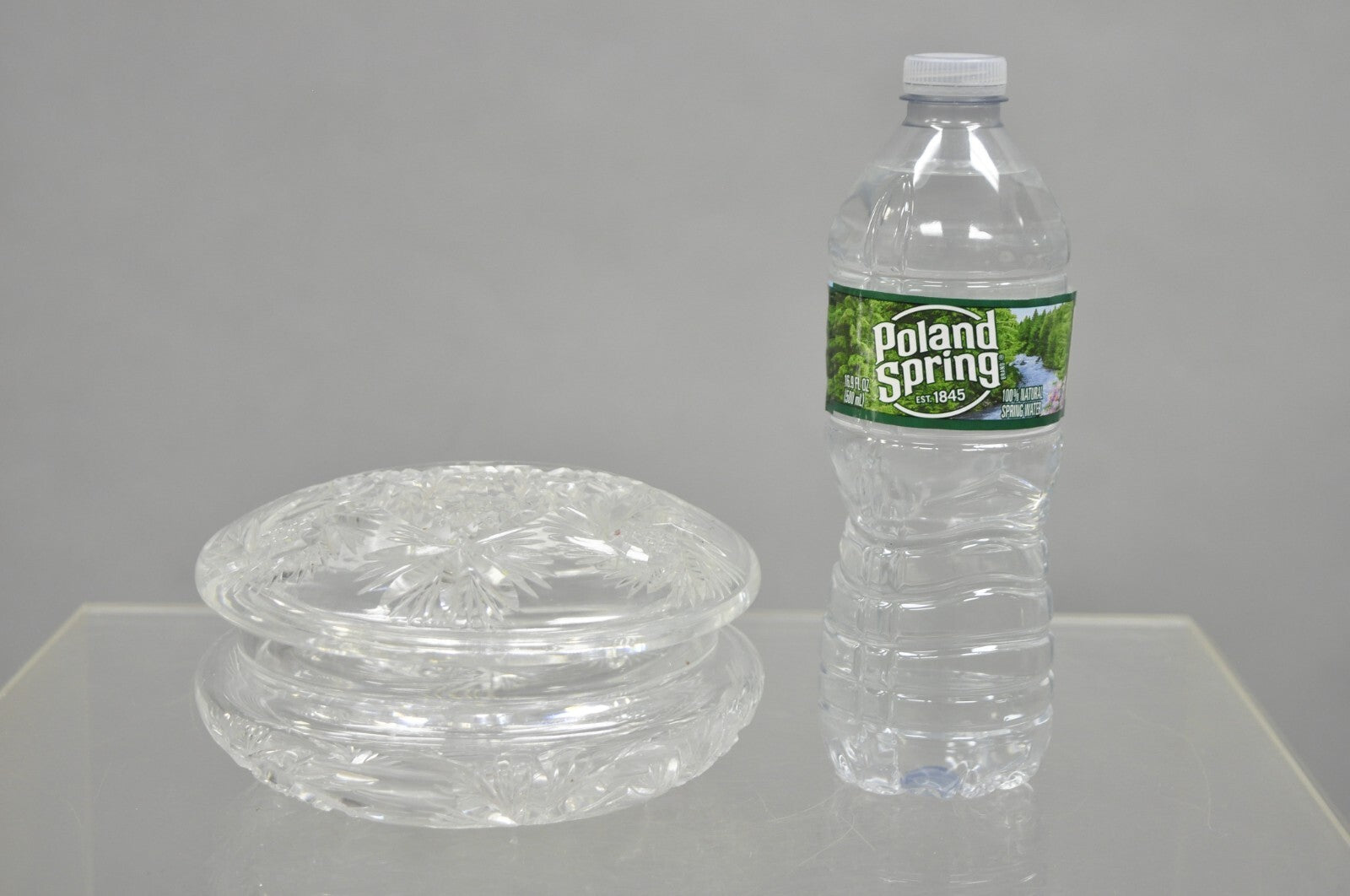 Vintage Art Deco Bohemian Cut Crystal Glass Czech Ladies Vanity Powder Jar