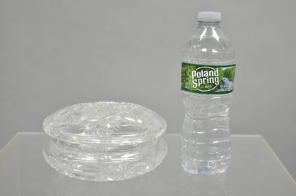Vintage Art Deco Bohemian Cut Crystal Glass Czech Ladies Vanity Powder Jar