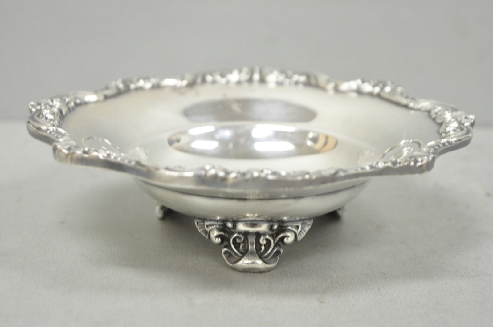 Vintage Poole "Old English" 5005 Silver Plated Small Footed Nut Dish Bowl