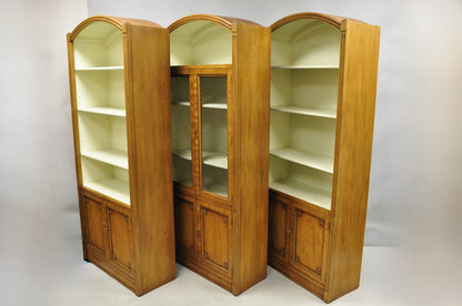 Henredon French Country Provincial Walnut Fruitwood 3 Pc Wall Unit Bookcase