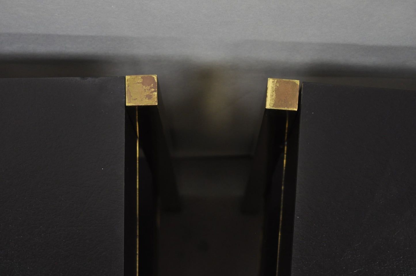 Contemporary Modern Black & Brass Faux Bamboo Nightstand Bedside Table - a Pair