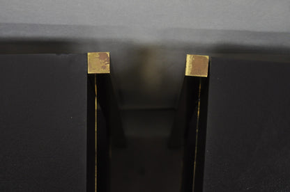 Contemporary Modern Black & Brass Faux Bamboo Nightstand Bedside Table - a Pair