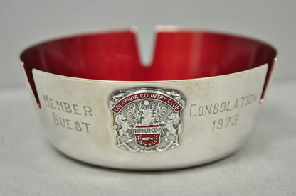 Vintage Reed & Barton 22 Silver Plated Red Enamel Columbia Country Club Ashtray