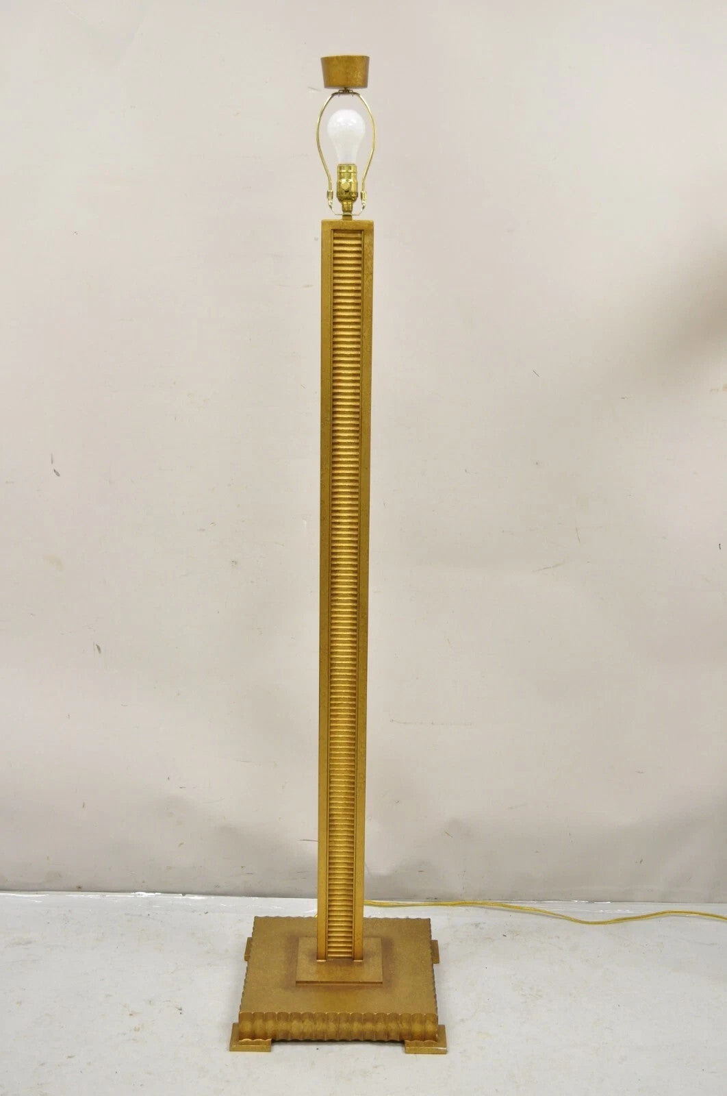 Decorator Fine Art Lamps Gold Gilt Metal Skyscraper Modern Floor Lamps - a Pair