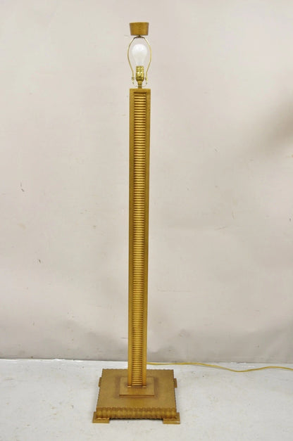 Decorator Fine Art Lamps Gold Gilt Metal Skyscraper Modern Floor Lamps - a Pair