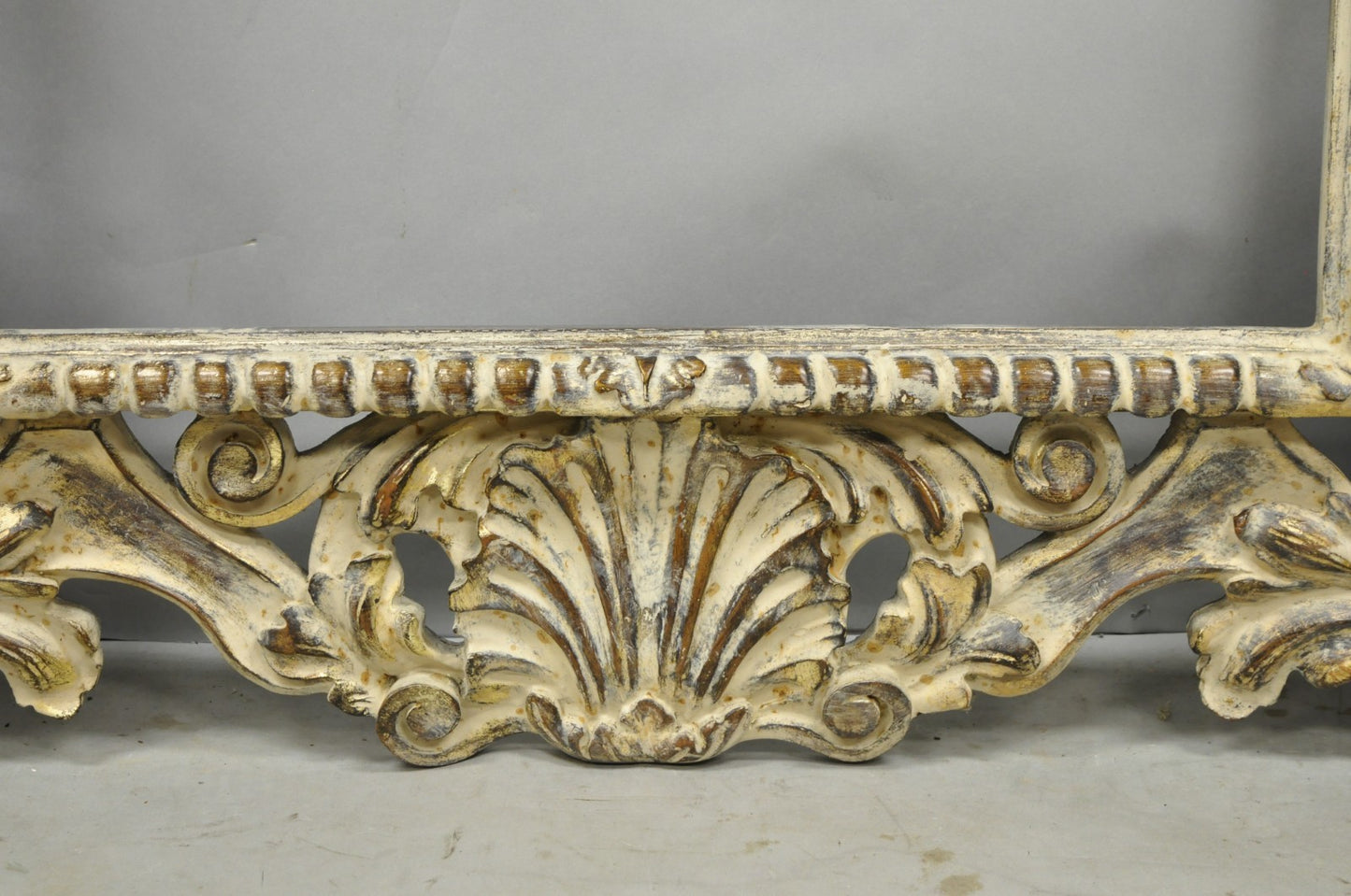 Large 78" Italian Baroque Rococo White Distress Painted Mirror Art Picture Frame