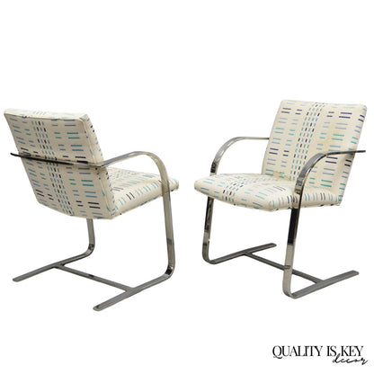 Vintage Mid Century Modern Brno Style Chrome Cantilever Baughman Arm Chairs Pair