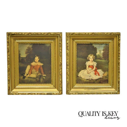 Vintage Gold Frame Hans Volkmann Art Print Little Princess Girl Lord Seaham Boy