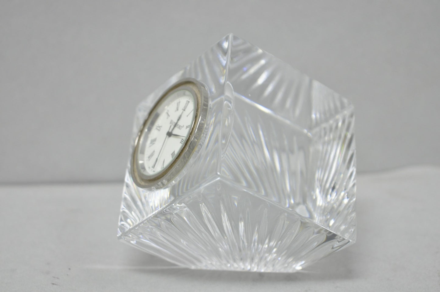 Vintage Waterford Crystal Glass Diamond Shaped Meridian Small Desk Clock