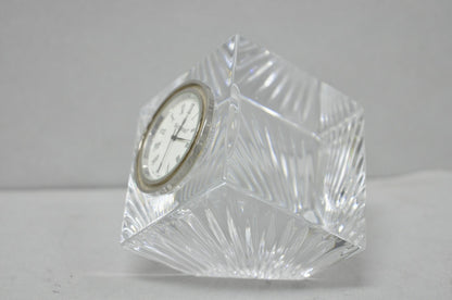 Vintage Waterford Crystal Glass Diamond Shaped Meridian Small Desk Clock