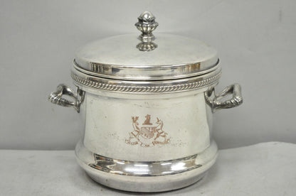 Vintage FB Rogers English Regency Silver Plated Coat of Arms Covered Ice Bucket