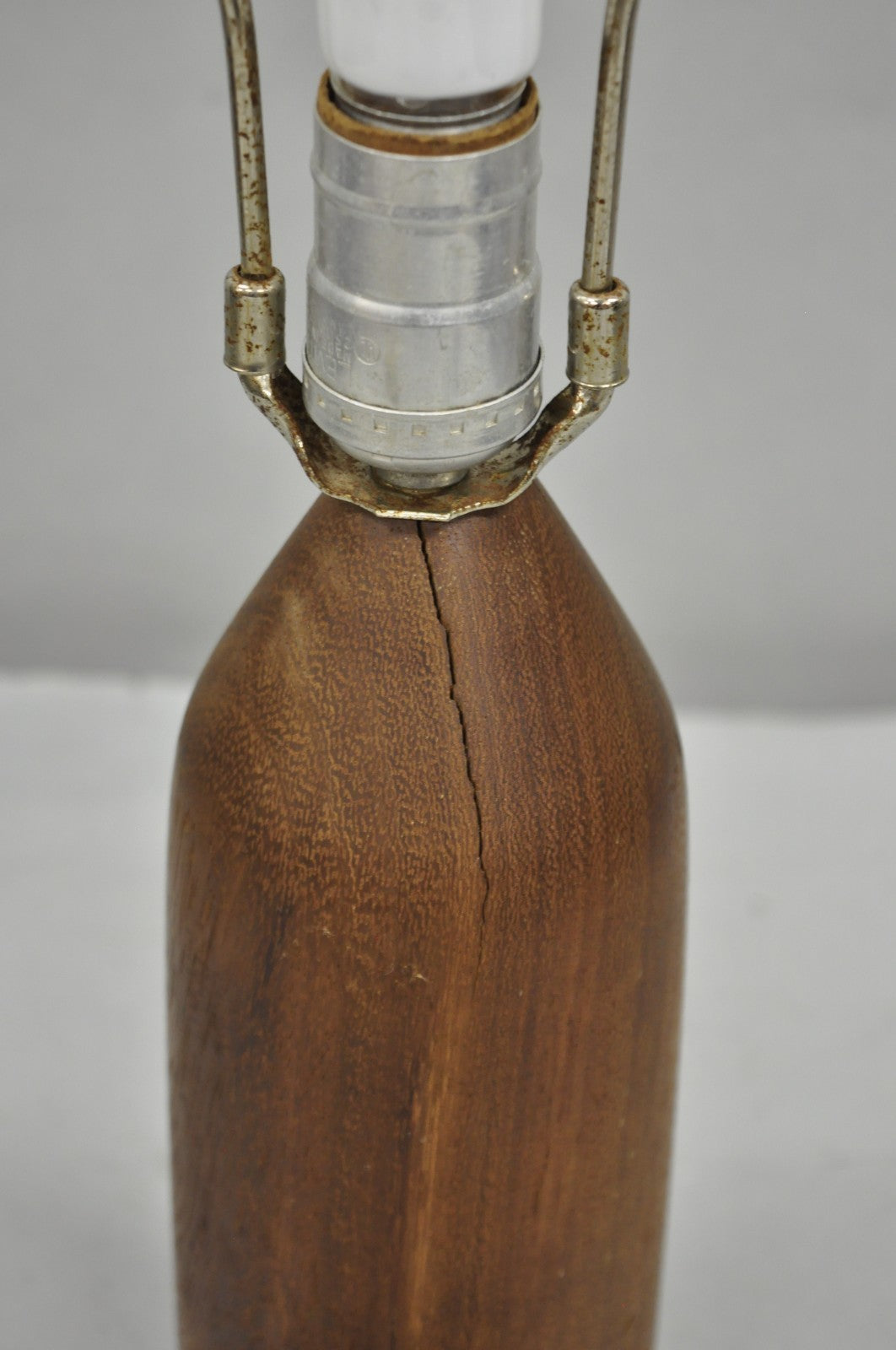 Vintage Mid Century Danish Modern Small Solid Teak Wood "Bottle" Form Table Lamp