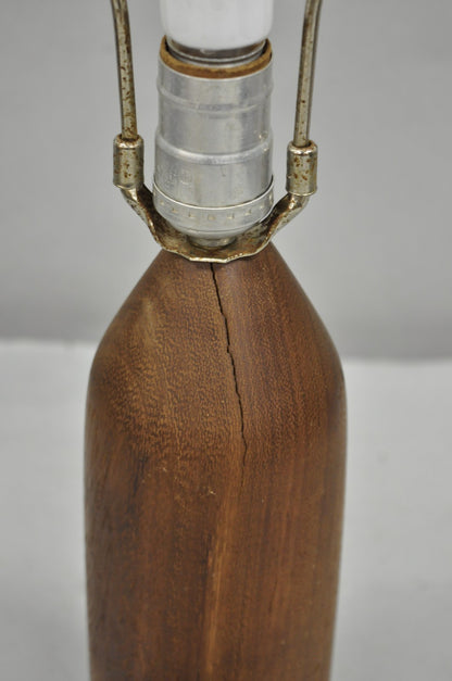Vintage Mid Century Danish Modern Small Solid Teak Wood "Bottle" Form Table Lamp