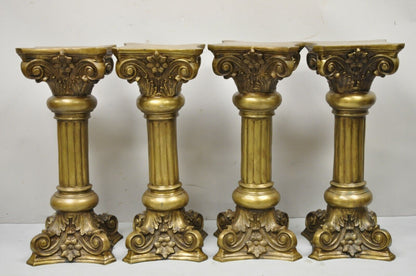 Vintage Brass Bronze Fluted Corinthian Column 29" Classical Pedestal Plant Stand