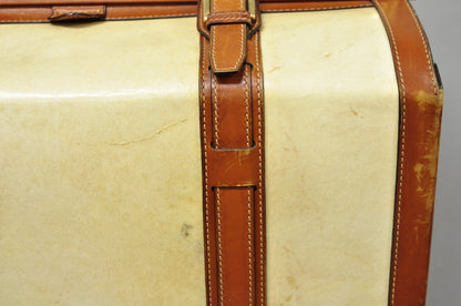Vintage Dinoffer NY Italian Brown Leather & Vellum Parchment Gladstone Bag, Pair
