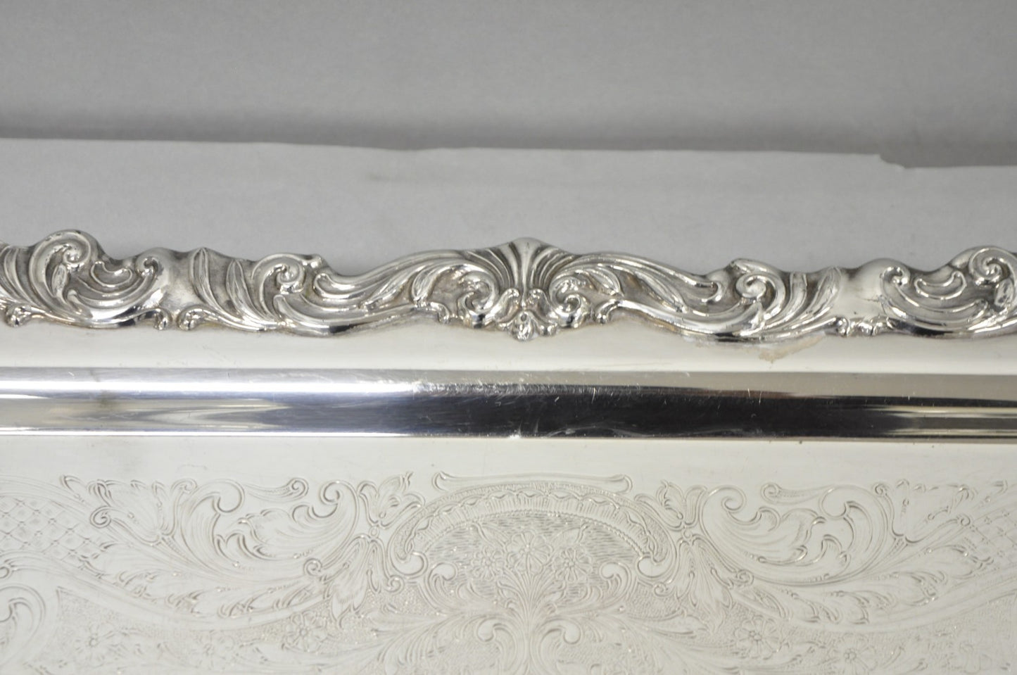 Vintage FB Rogers Victorian Silver Plated Narrow Serving Platter Bar Tray