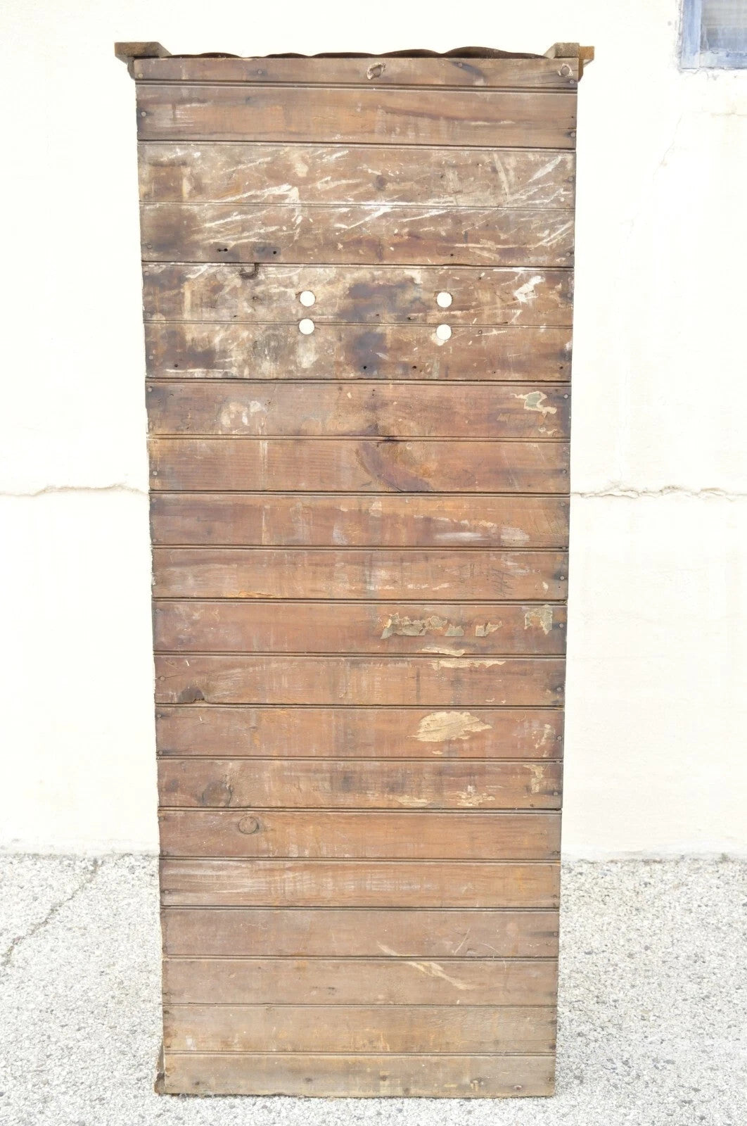 Antique American Primitive Blue Green Distress Painted Bookcase Cupboard Cabinet