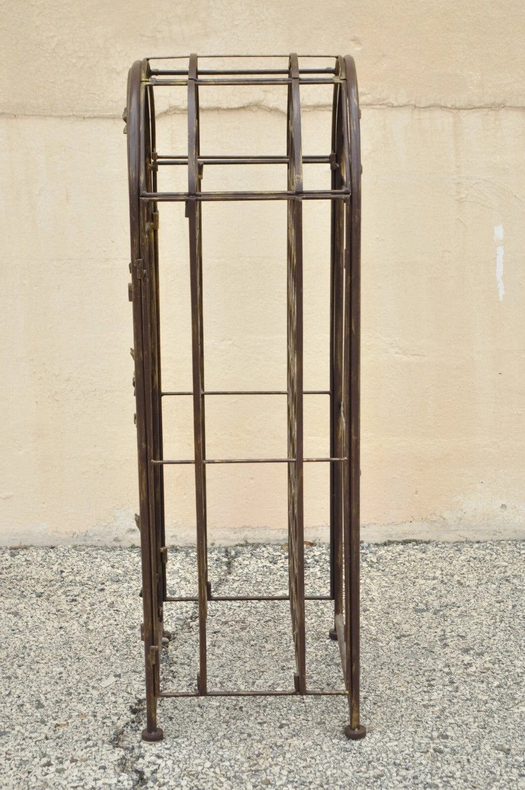 Mediterranean Style Wrought Iron 37 Wine Bottle Slot Holder Stand with Door