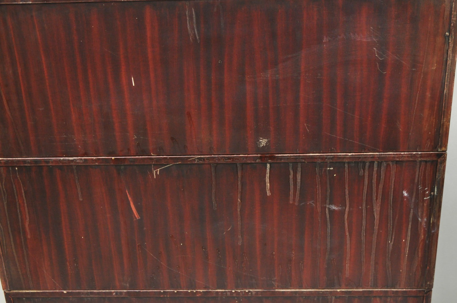 Vintage Industrial Steel Metal Faux Woodgrain Painted Stack Barrister Bookcase