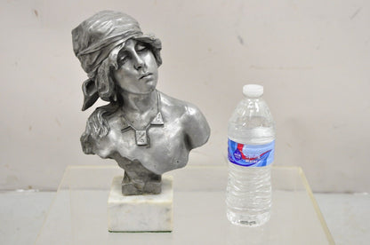 Antique Emmanuel Villanis "Saida" Pewter Clad Female Bust Sculpture Statue