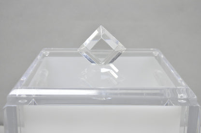 Vintage Mid Century Modern Clear Lucite Acrylic Diamond Handle Ice Bucket