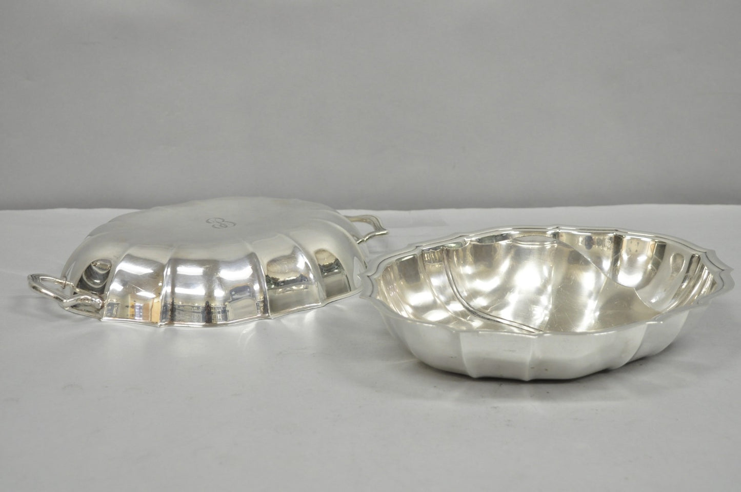 Vintage International Silver Co Chippendale Covered Serving Dish w/ "B" Monogram