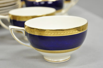 Antique Crown Ducal England Colfax English Regency Cobalt Blue & Gold 41 Pcs
