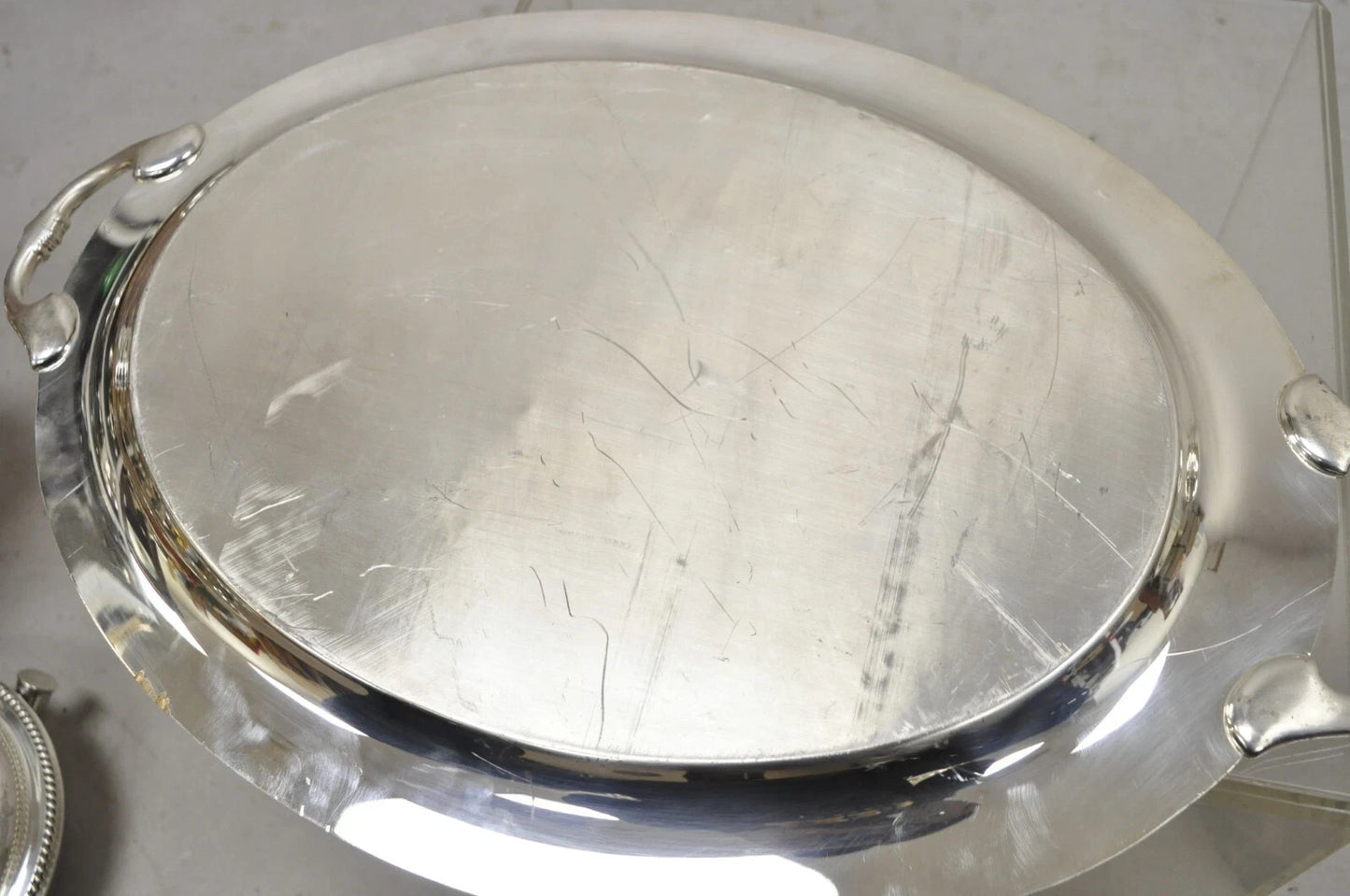 WM Rogers & Son Victorian Rose 1982 Silver Plated Oval Serving Platter Tray