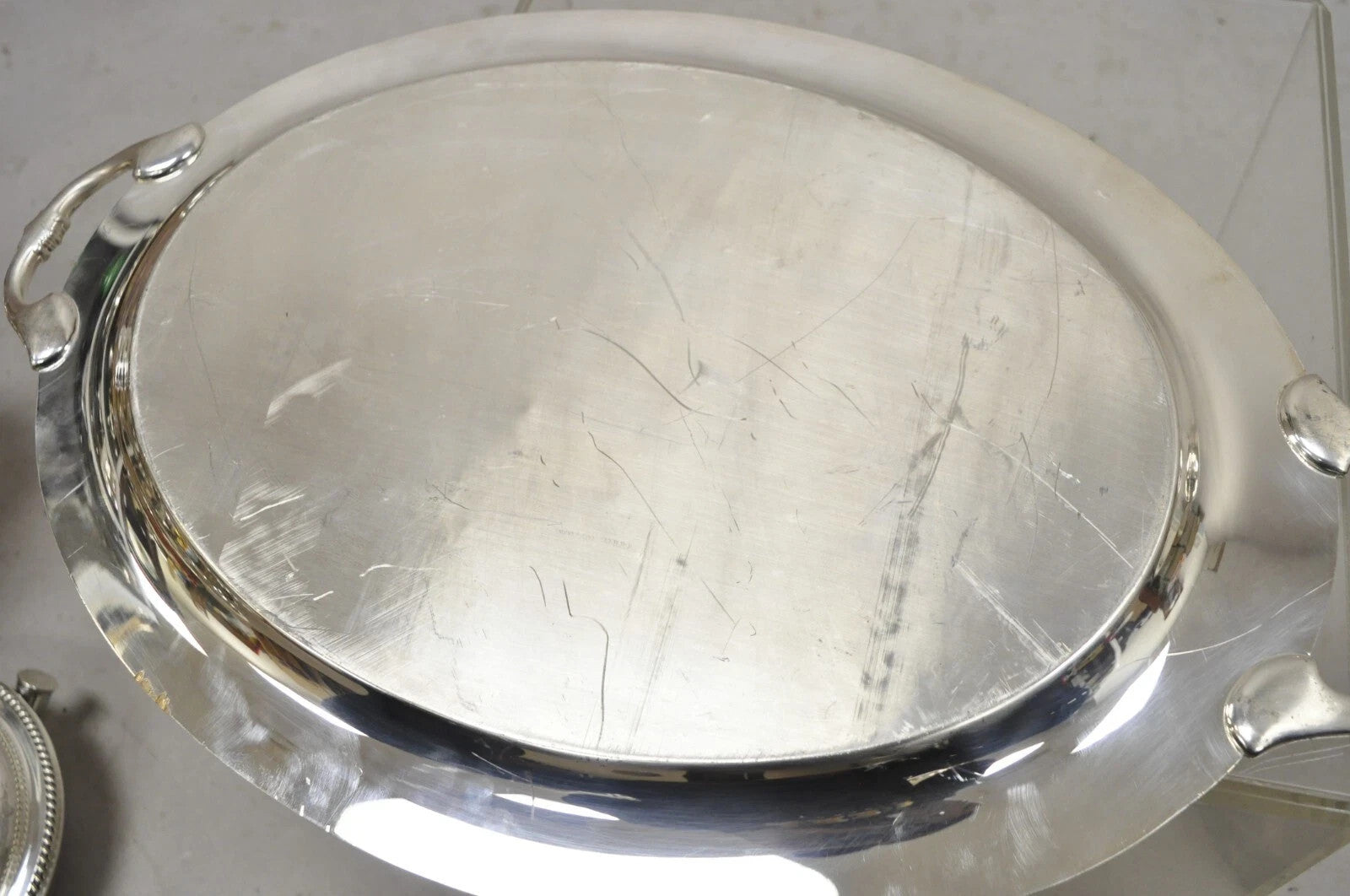 WM Rogers & Son Victorian Rose 1982 Silver Plated Oval Serving Platter Tray