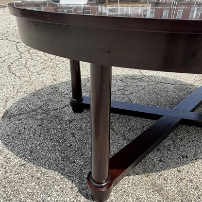 Baker Barbara Barry Art Deco Style Oval 2 Leaf Extension Mahogany Dining Table