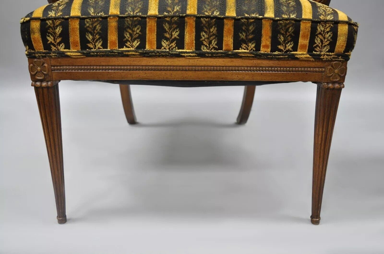 Grosfeld House Hollywood Regency Mahogany Plume Feather Carved Arm Chairs - Pair